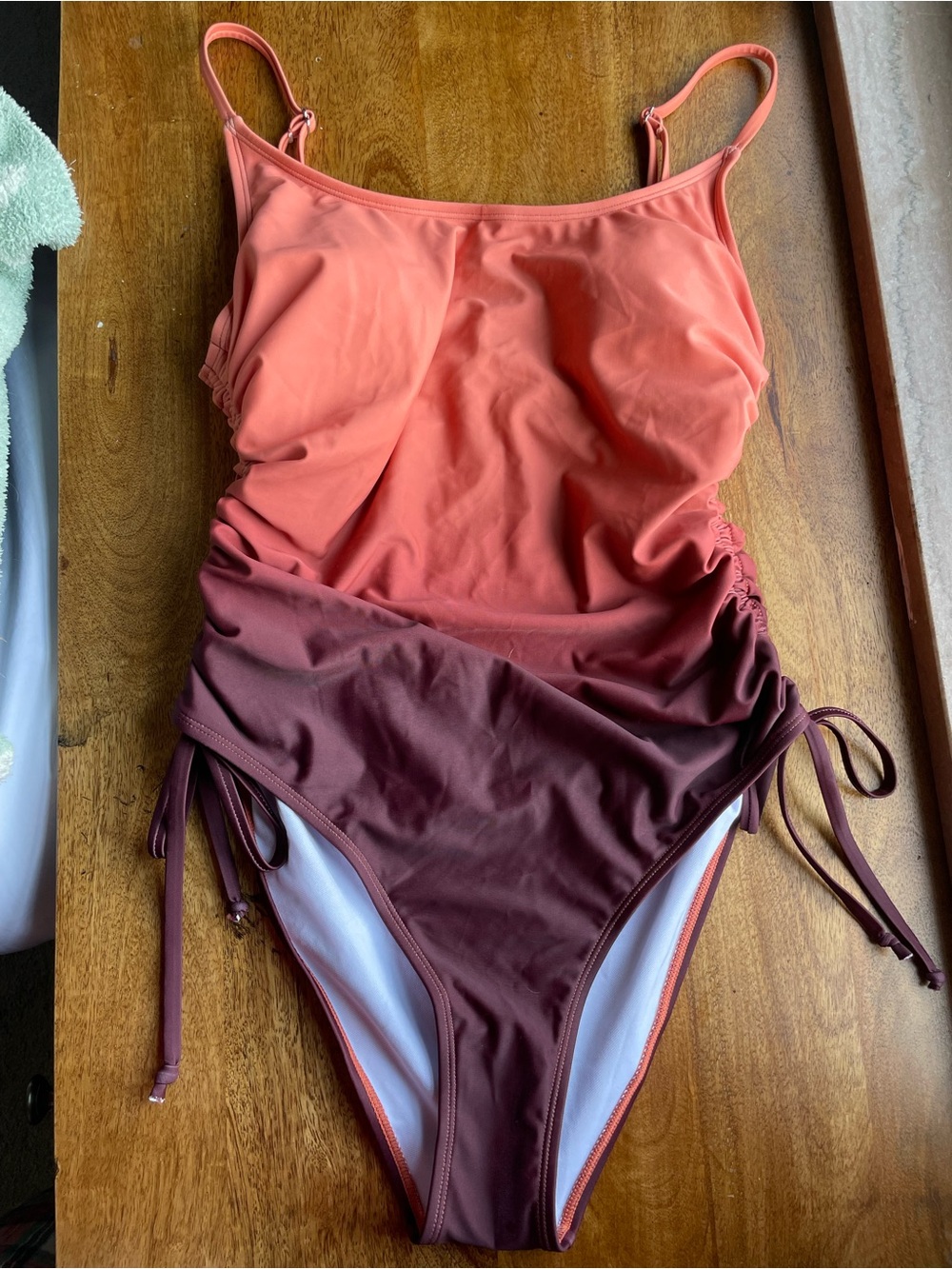 Women's Ombre One-Piece Swimsuit in Coral and Burgundy